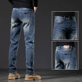 Men's Straight Fit Jeans – Brand Logo & Comfort Stretch