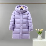 Children's Long Hooded Down Jacket Purple 06