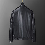 Men's PU Faux Leather Jacket Zip-Up Motorcycle Vintage Bomber  Waterproof Windproof Coats Winter Outfits Clothes P13