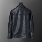Men's PU Faux Leather Jacket Zip-Up Motorcycle Vintage Bomber Waterproof Windproof Coats Winter Outfits Clothes P07