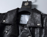 Men's PU Faux Leather Jacket Zip-Up Motorcycle Vintage Bomber Waterproof Windproof Coats Winter Outfits Clothes P07