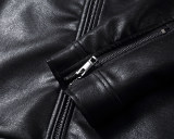 Men's PU Faux Leather Jacket Zip-Up Motorcycle Vintage Bomber  Waterproof Windproof Coats Winter Outfits Clothes P16