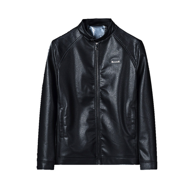 Men's PU Faux Leather Jacket Zip-Up Motorcycle Vintage Bomber  Waterproof Windproof Coats Winter Outfits Clothes P16