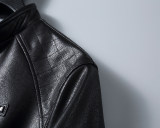 Men's PU Faux Leather Jacket Zip-Up Motorcycle Vintage Bomber  Waterproof Windproof Coats Winter Outfits Clothes P16