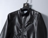Men's PU Faux Leather Jacket Zip-Up Motorcycle Vintage Bomber  Waterproof Windproof Coats Winter Outfits Clothes P16