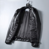 Men's PU Faux Leather Jacket Zip-Up Motorcycle Vintage Bomber  Waterproof Windproof Coats Winter Outfits Clothes P02