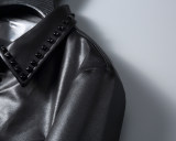 Men's PU Faux Leather Jacket Zip-Up Motorcycle Vintage Bomber  Waterproof Windproof Coats Winter Outfits Clothes P02
