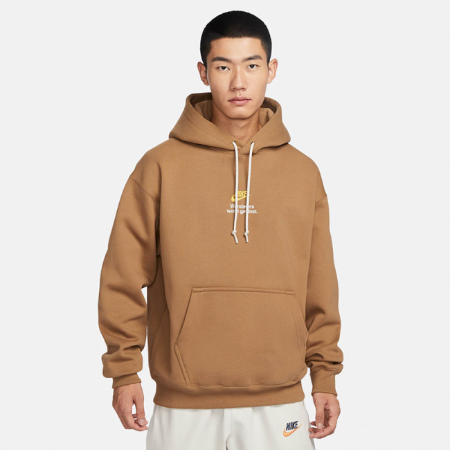 Autumn Men's Thin Cotton Long Sleeve Hoodie Brown FV-4024