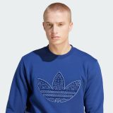 Autumn Men's Casual Padded Crew Neck Sweatshirt Blue IS-5273R
