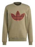 Autumn Men's Casual Padded Crew Neck Sweatshirt Green IS-5273R
