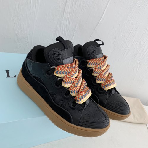 Leather Curb Sneakers Black