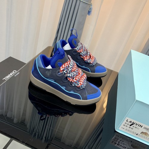 Leather Curb Sneakers Blue