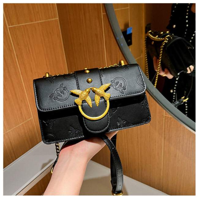 5A Women's Shoulder Bag Imprimé Logo Handbag Black