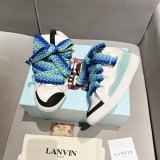 Leather Curb Sneakers White Blue