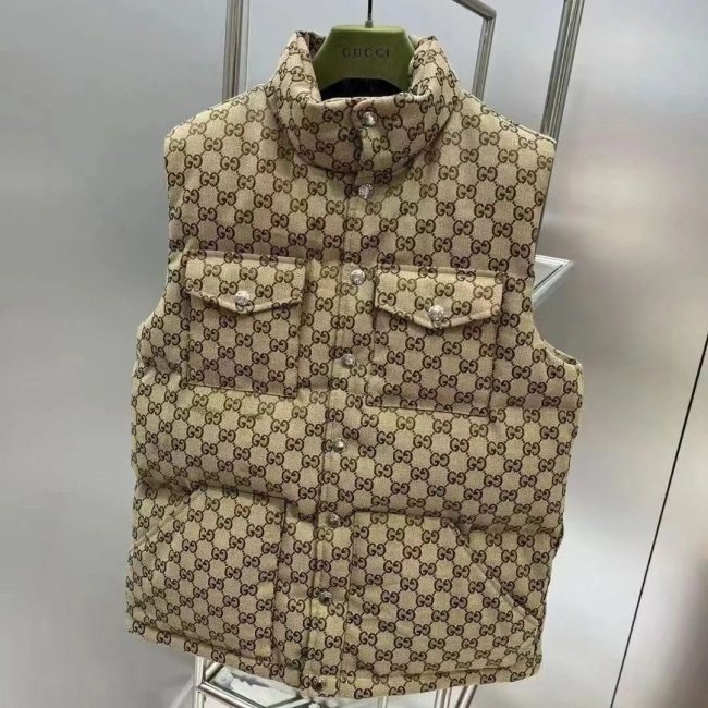 Winter Embroidered Logo GG Printed Vest Khaki