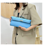 5A Women's Simple Solid Color Kelly Cut Pochette Blue