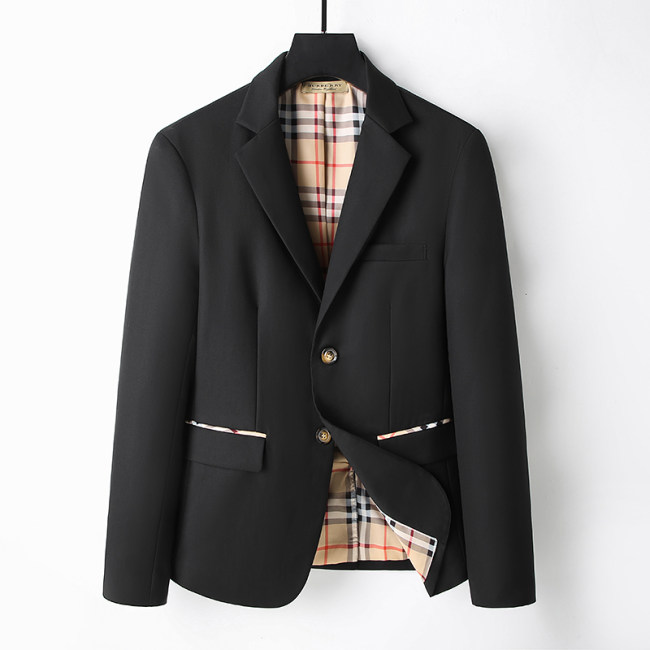 Men's Blazer Jacket Business Wedding Party Two Button Solid Black