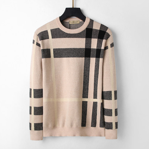 Men's Slim Fit Cotton-Blend Crew Neck Pullover Sweater Casual Knitted Top with Ribbed Edge Striped Soft