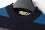 Men's Slim Fit Cotton-Blend Crew Neck Pullover Sweater Casual Knitted Top with Ribbed Edge Striped Soft