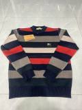 Men's Slim Fit Cotton-Blend Crew Neck Pullover Sweater Casual Knitted Top with Ribbed Edge Striped Soft
