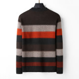 Men's Slim Fit Cotton-Blend Crew Neck Pullover Sweater Casual Knitted Top with Ribbed Edge Striped Soft
