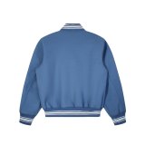 Varsity Jacket College Baseball Jackets Vintage Unisex Streetwear Coats with Patchwork Hipster Utility Tops Blue HN805