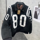 Varsity Jacket College Baseball Jackets Vintage Unisex Streetwear Coats with Patchwork Hipster Utility Tops Black #Z12