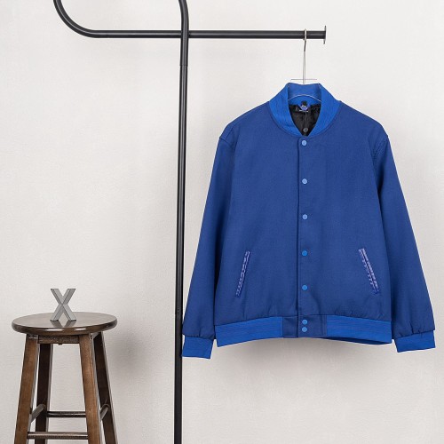 Varsity Jacket College Baseball Jackets Vintage Unisex Streetwear Coats with Patchwork Hipster Utility Tops Blue XB035