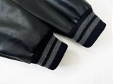 Varsity Jacket College Baseball Jackets Vintage Unisex Streetwear Coats with Patchwork Hipster Utility Tops Black