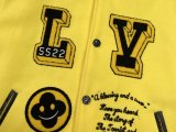 Varsity Jacket College Baseball Jackets Vintage Unisex Streetwear Coats with Patchwork Hipster Utility Tops Yellow