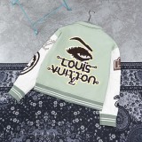 Varsity Jacket College Baseball Jackets Vintage Unisex Streetwear Coats with Patchwork Hipster Utility Tops Green