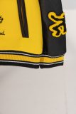 Varsity Jacket College Baseball Jackets Vintage Unisex Streetwear Coats with Patchwork Hipster Utility Tops Yellow