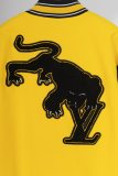 Varsity Jacket College Baseball Jackets Vintage Unisex Streetwear Coats with Patchwork Hipster Utility Tops Yellow