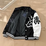 Varsity Jacket College Baseball Jackets Vintage Unisex Streetwear Coats with Patchwork Hipster Utility Tops Black White