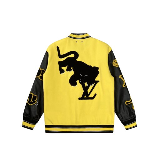 Varsity Jacket College Baseball Jackets Vintage Unisex Streetwear Coats with Patchwork Hipster Utility Tops Yellow