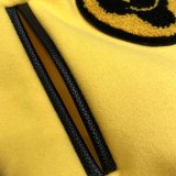 Varsity Jacket College Baseball Jackets Vintage Unisex Streetwear Coats with Patchwork Hipster Utility Tops Yellow