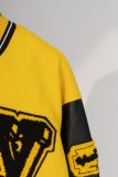 Varsity Jacket College Baseball Jackets Vintage Unisex Streetwear Coats with Patchwork Hipster Utility Tops Yellow