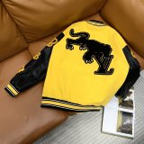 Varsity Jacket College Baseball Jackets Vintage Unisex Streetwear Coats with Patchwork Hipster Utility Tops Yellow