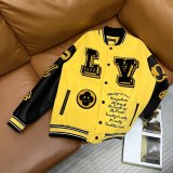 Varsity Jacket College Baseball Jackets Vintage Unisex Streetwear Coats with Patchwork Hipster Utility Tops Yellow