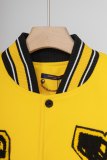 Varsity Jacket College Baseball Jackets Vintage Unisex Streetwear Coats with Patchwork Hipster Utility Tops Yellow