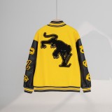 Varsity Jacket College Baseball Jackets Vintage Unisex Streetwear Coats with Patchwork Hipster Utility Tops Yellow