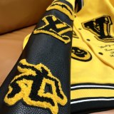 Varsity Jacket College Baseball Jackets Vintage Unisex Streetwear Coats with Patchwork Hipster Utility Tops Yellow