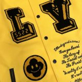 Varsity Jacket College Baseball Jackets Vintage Unisex Streetwear Coats with Patchwork Hipster Utility Tops Yellow