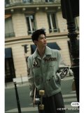 Varsity Jacket College Baseball Jackets Vintage Unisex Streetwear Coats with Patchwork Hipster Utility Tops Green