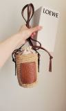 5A Paula's Lbiza Leather-Trimmed Woven Raffia And Hemp Bucket Bag