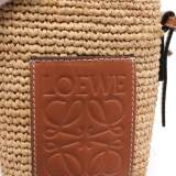 5A Paula's Lbiza Leather-Trimmed Woven Raffia And Hemp Bucket Bag