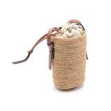 5A Paula's Lbiza Leather-Trimmed Woven Raffia And Hemp Bucket Bag