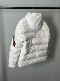 Solayan Men's Short Down Jacket with Three-Color Trim White FW24