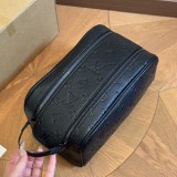 Embossed Logo Cosmetic Bag Wash Bag Black 27x14cm