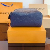 Embossed Logo Cosmetic Bag Wash Bag Blue 240720 27x14cm